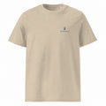 THE QUIET DIFFERENCE organic T-shirt in Desert Dust, front view with EVERWHOLE left-chest signature
